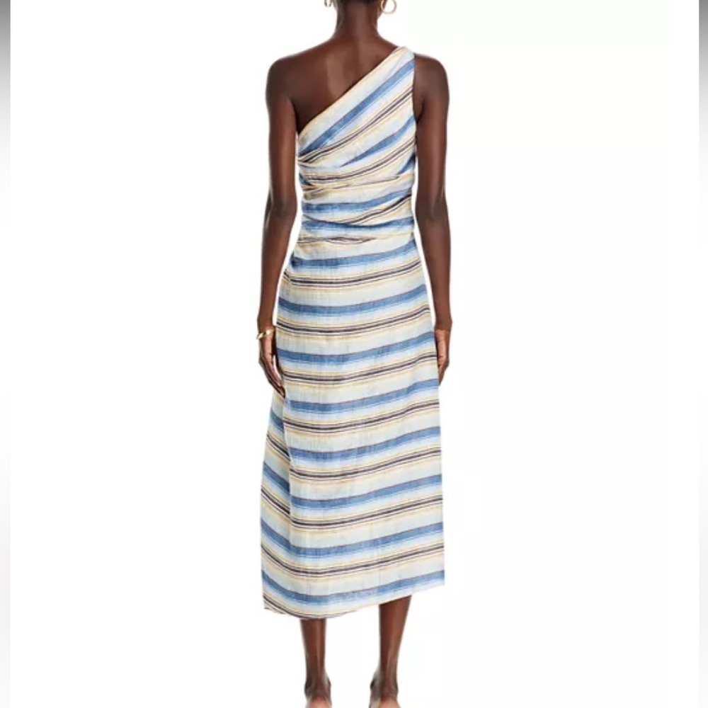 ALC Carolyn One-Shoulder Blue Striped Midi Dress - Picture 5 of 7